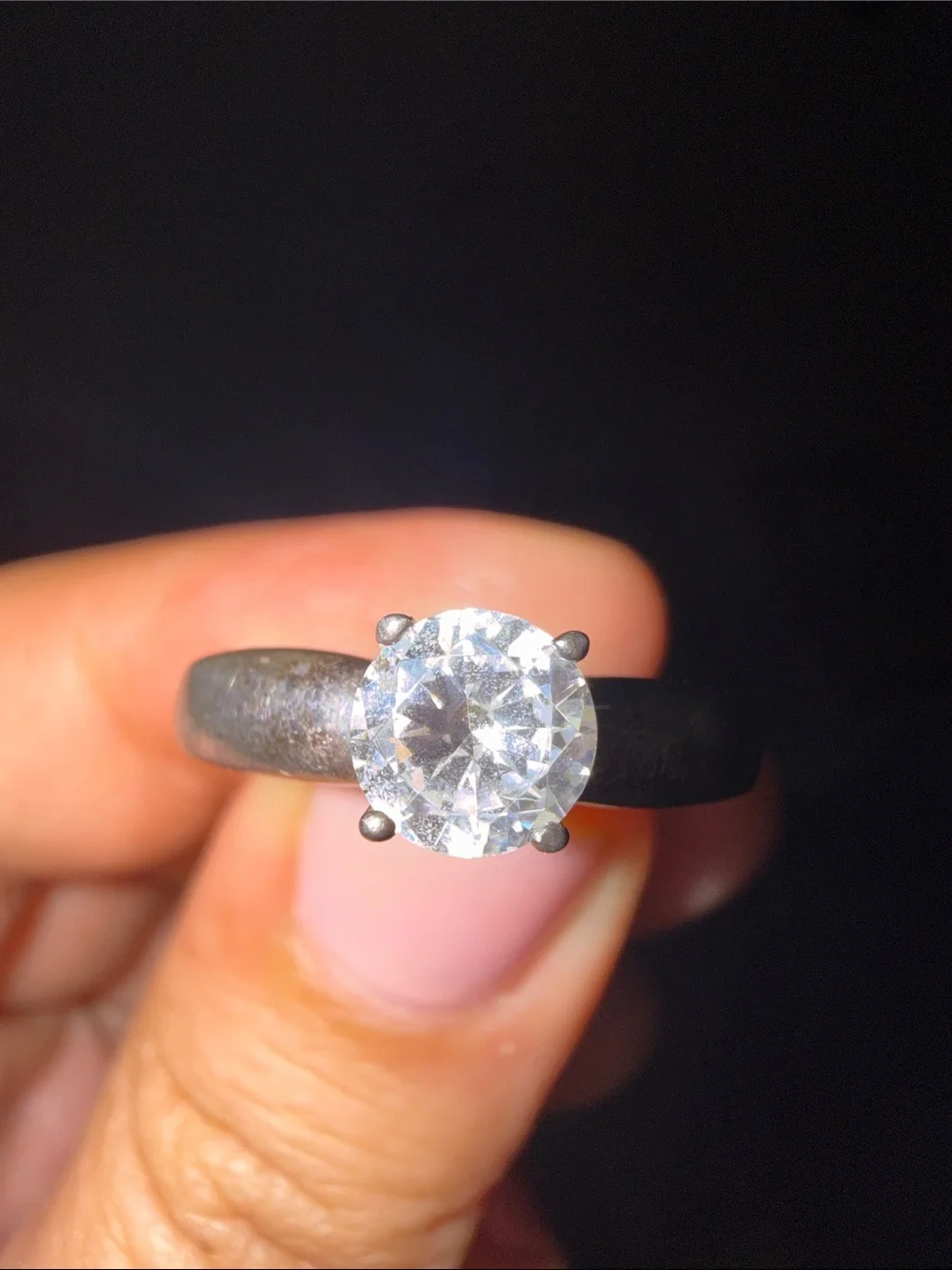 Sparkling Solitaire CZ Ring in Silver-Tone Size 9.5